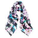 Sonia Twill Weave Pure Cotton Scarf Blue in Black
