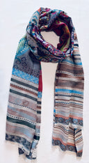 Renee Stripes Paisley Fine Cotton Wool Scarf