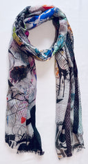 Vale Abstract Print Pure Cotton Scarf
