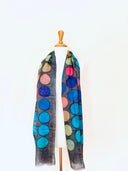 Loopy Circle Print Linen Modal Scarf Grey in Grey