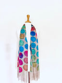 Loopy Circle Print Linen Modal Scarf Beige in Beige