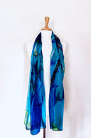 Aurelia Dragonfly Print Pure Silk Scarf in Blue