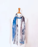 Krystal Marble Print Pure Silk Scarf Grey Blue in Grey Blue
