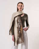 Nirvana Toile de Jouy Print Wool Silk Cashmere Blend Scarf