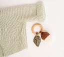 Acorn Baby Rattle - Handmade Cotton and Beech Wood Rattle Toy