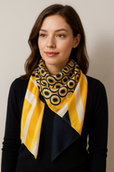 Ornate Spiral Pattern Pure Silk Square Scarf