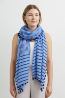 Pineapple Stripe Hand Printed Pure Cotton Pom Pom Scarf