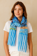 Frankie Abstract Lines Print Linen Modal Scarf