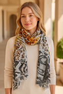 Mimic Abstract Animal Print Linen Modal Scarf Multi in Multi