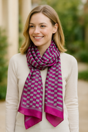 Benson Hand Printed Pure Silk Scarf in Multi