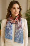 Ovo Vanilla Pure Silk Scarf Vanilla Blue in Vanilla/Blue