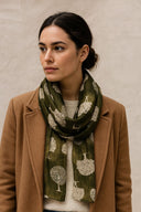 Eira Tree of Life Print Pure Silk Scarf - Olive in A Olive