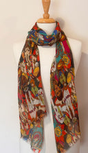 Rangoli Temple Print Modal Silk Scarf Multi in Multi