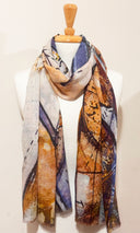 Compass Geometric Merino Wool Scarf Tan in Tan