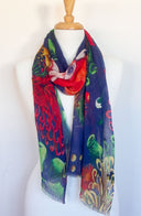 Paisley Merino Wool Scarf Multi in Crimson