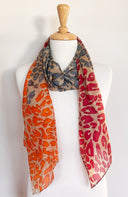 Feline Abstract Animal Print Pure Silk Scarf - Multi in Multi