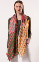 Pixel Micro-check Print Wool Modal Scarf