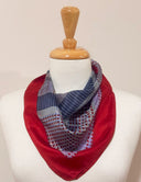 Mosaic Grid Pattern Pure Silk Square Scarf Crimson in Crimson