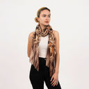 Vera Printed Modal Linen Scarf Mocha in Mocha