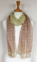 Tara Hand Woven Stripe Cotton Scarf Pistachio in Pistachio