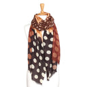 Futura Chequered Spot Merino Wool Silk Scarf in Caramel