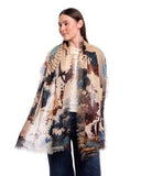Sumi Abstract Landscape Crane Print Merino Wool Scarf