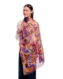 Cascade Painterly Motifs Print Merino Wool Scarf