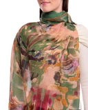Cascade Painterly Motifs Print Merino Wool Scarf