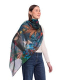 Eden Lush Garden Wool Silk Scarf - Teal Green