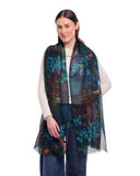 Eden Lush Garden Wool Silk Scarf - Teal Green
