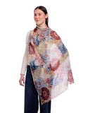 Cascade Painterly Motifs Print Merino Wool Scarf