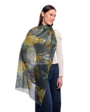 Orika Foliage and Birds Print Wool Silk Scarf