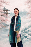 Amaya Landscape / Lotus Print Wool Modal Scarf