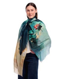 Amaya Landscape / Lotus Print Wool Modal Scarf