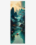Amaya Landscape / Lotus Print Wool Modal Scarf