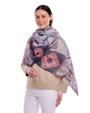 Delphine Geometric Layered Motifs Merino Wool Scarf
