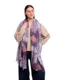 Delphine Geometric Layered Motifs Merino Wool Scarf