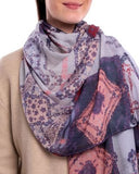 Delphine Geometric Layered Motifs Merino Wool Scarf