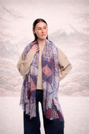 Delphine Geometric Layered Motifs Merino Wool Scarf