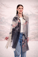 Miyu Landscape Cherry Blossom Print Merino Wool Scarf