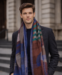 ORBIT Circles and Checks Design Merino Wool Scarf in M