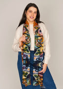 Fleur Hand-Printed Merino Wool Silk Scarf