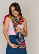 Fleur Hand-Printed Merino Wool Silk Scarf