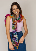 Fleur Hand-Printed Merino Wool Silk Scarf