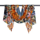 Fleur Hand-Printed Merino Wool Silk Scarf