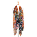 Fleur Hand-Printed Merino Wool Silk Scarf