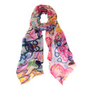 Fleur Hand-Printed Merino Wool Silk Scarf