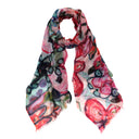 Fleur Hand-Printed Merino Wool Silk Scarf