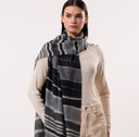 Ripple Fluid Stripe Pattern Wool Silk Scarf Blue