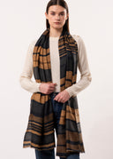 Ripple Fluid Stripe Pattern Wool Silk Scarf Blue
